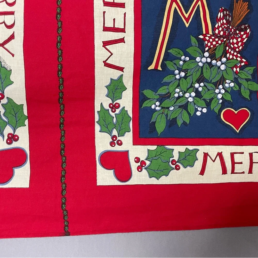 Vintage 90s Christmas Quilt Panel Set of 2 Angel Cut and Sew Santa Reindeer #K33